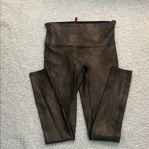 SPANX High-Waist Faux Leather Leggings in Bronze  NWOT